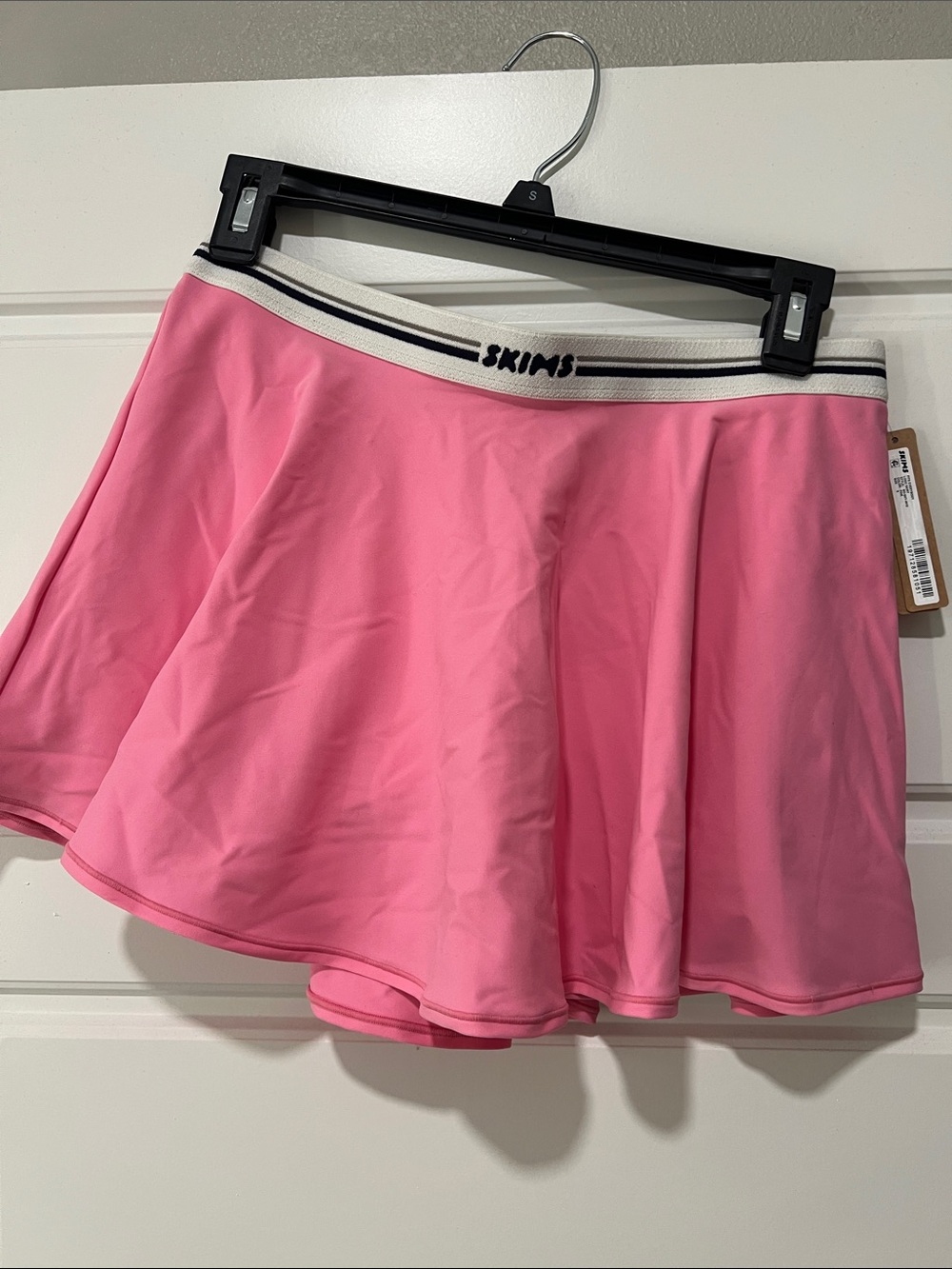 SKIMS Pink Athletic Skort with Striped Elastic Waistband